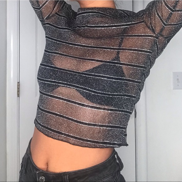 Sparkly glitter mesh sheer top - Picture 4 of 7
